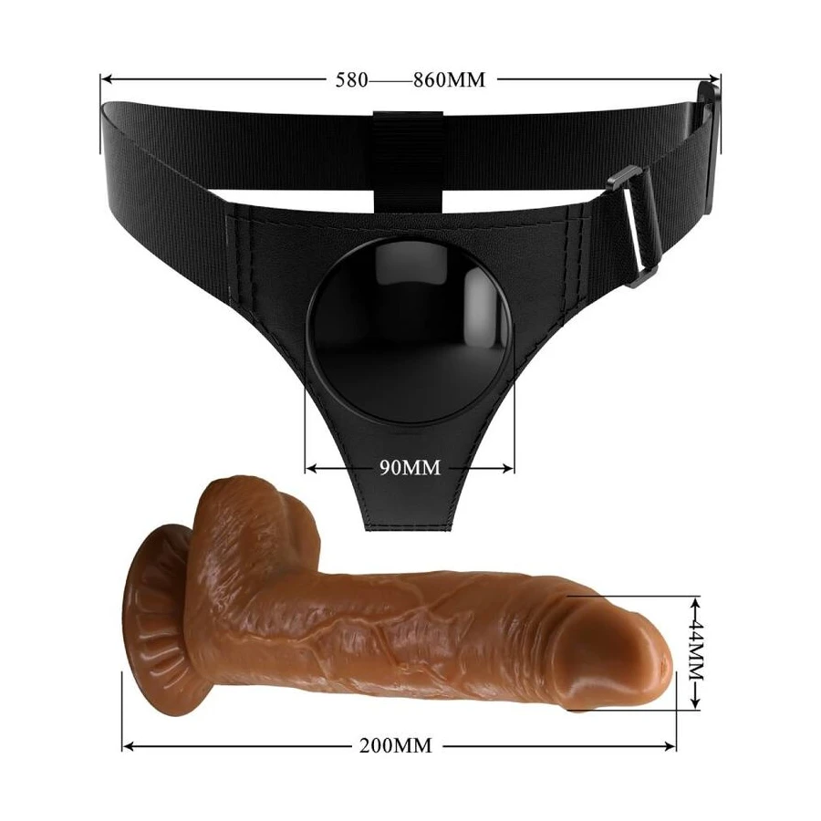 PRETTY LOVE - SLIP HARNAIS HARNAIS UNIVERSEL AVEC GODE MICHEAL 20 CM NOIR